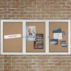 Bulletin*Quartet Cork Enclosed Bulletin Board, Aluminum Frame, 3'H x 6'W (2366)