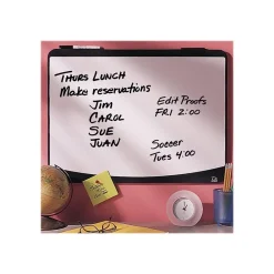 Bulletin*Quartet Designer Tack & Write Melamine Dry-Erase Whiteboard, Plastic Frame, 2' x 1.5' (06355BK)