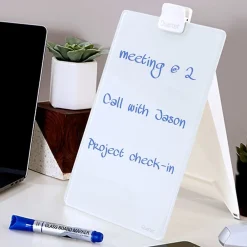 Dry Erase*Quartet Glass Dry-Erase Desktop Easel, White Surface, Frameless, 9"W x 11"H (GDE119)