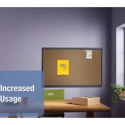 Bulletin*Quartet Prestige Cork Bulletin Board, Graphite Frame, 4'H x 6'W (B247G)