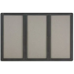 Bulletin*Quartet Radius Fabric Enclosed Bulletin Board, Graphite Frame, 4'H x 6'W (2367L)