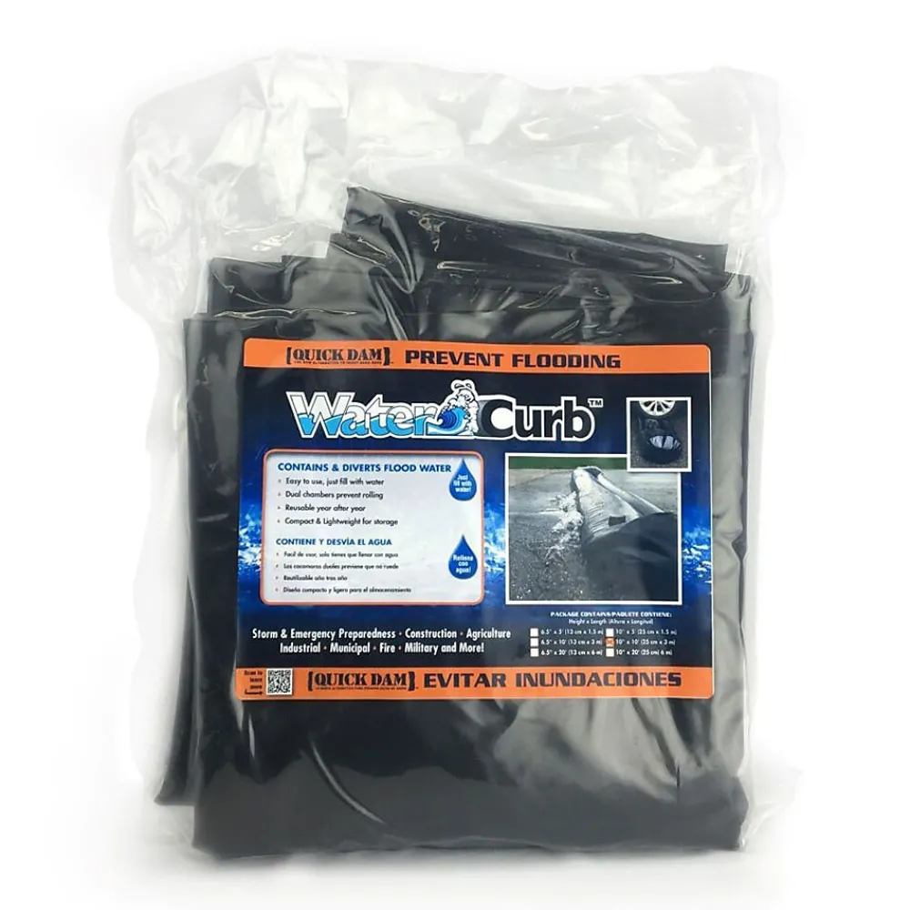 Quick Dam Universal Water Curb, Flood Control, 10" x 10', 1/Pack (QDWC1010)