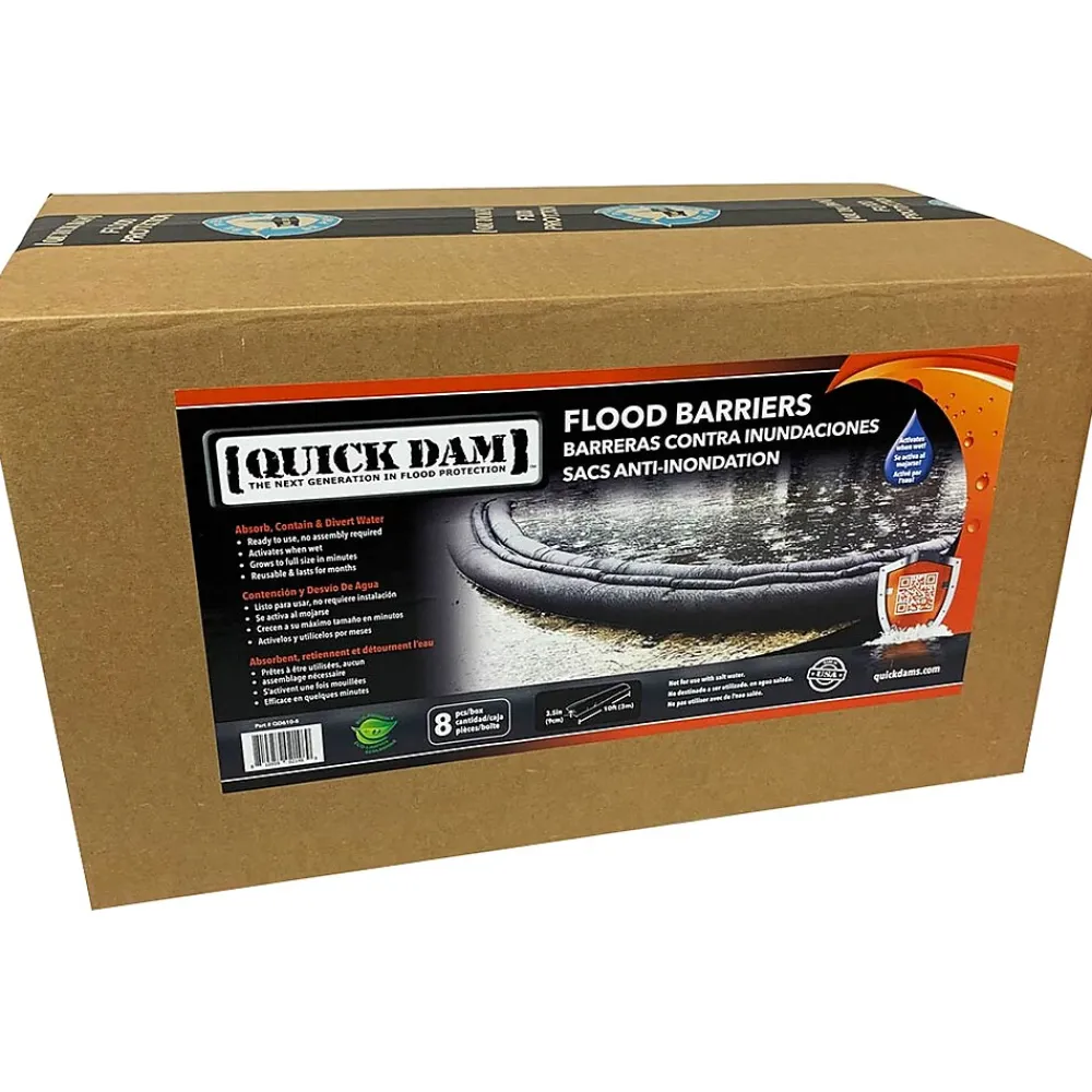 Quick Dam Water Flood Barrier, 120", Up to 8 Gal., 8/Box (QD610-8)