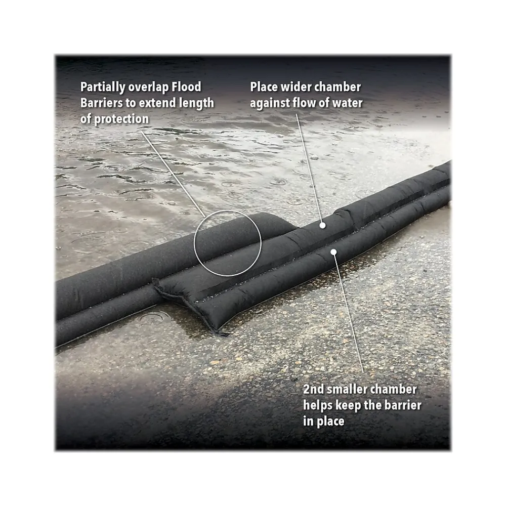 Quick Dam Water Flood Barrier, 120", Up to 8 Gal., 8/Box (QD610-8)