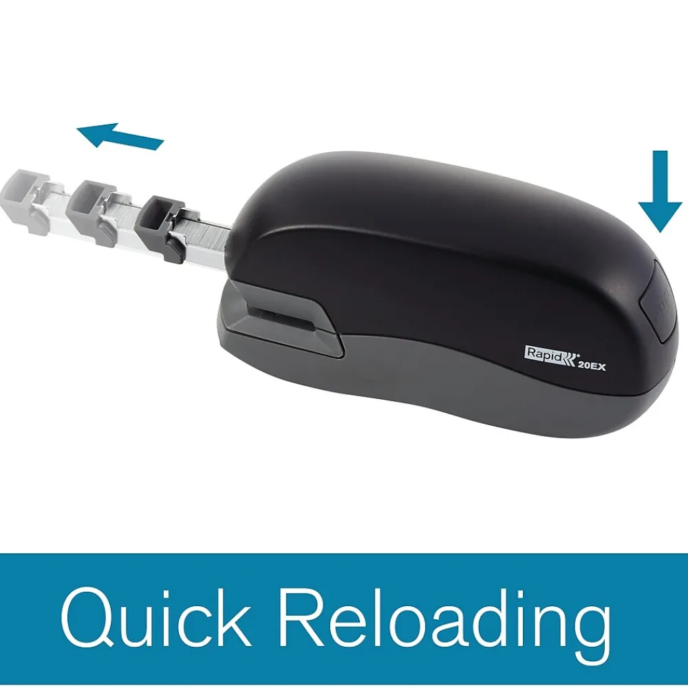 Staplers|Rapid Fixativ 20EX Automatic Electric Desktop Stapler, 20 Sheet Capactiy, Black (73126)