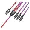 Light-up LED 3-in-1 USB to Lightning, Micro USB & USB-C Cable, 4-ft., Multicolored (RACLED110-23E-WHI)<Raycon Online