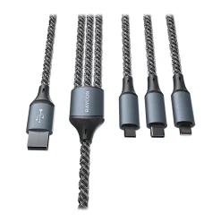 Light-up LED 3-in-1 USB to Lightning, Micro USB & USB-C Cable, 4-ft., Multicolored (RACLED110-23E-WHI)<Raycon Online