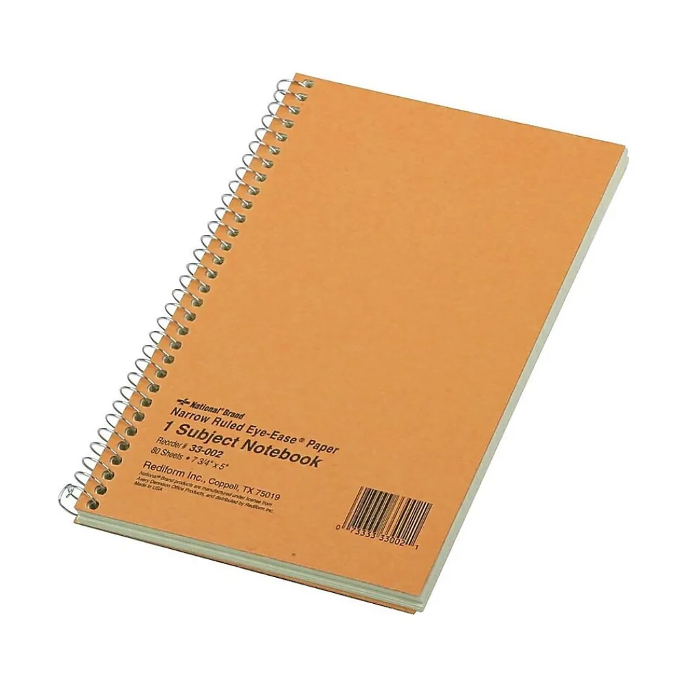 Subject Notebooks|Rediform Brown Board Cover 1-Subject Notebooks, 5" x 7.75", Narrow Ruled, 80 Sheets, Brown (RED33002)