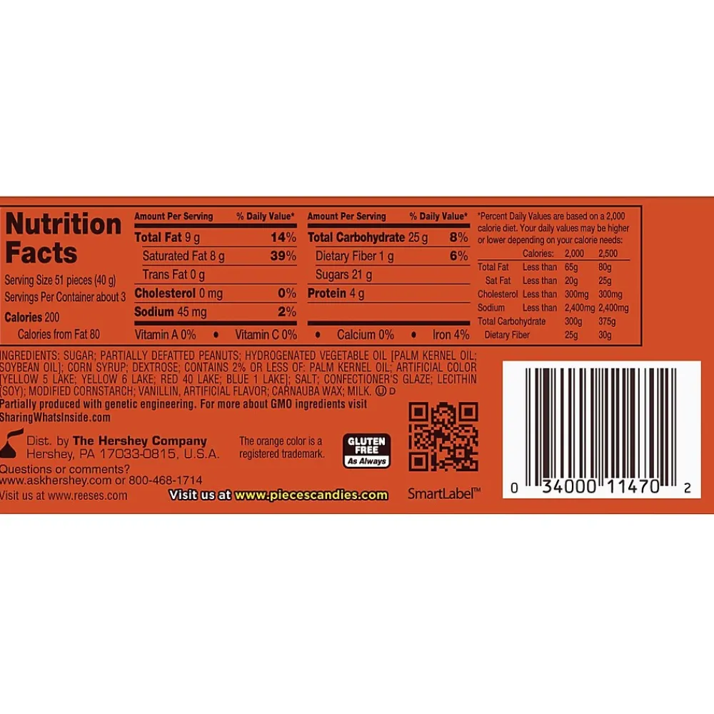 Reese's Pieces Peanut Butter Milk Chocolate Pieces, 4 oz., 12/Carton (HEC11470)