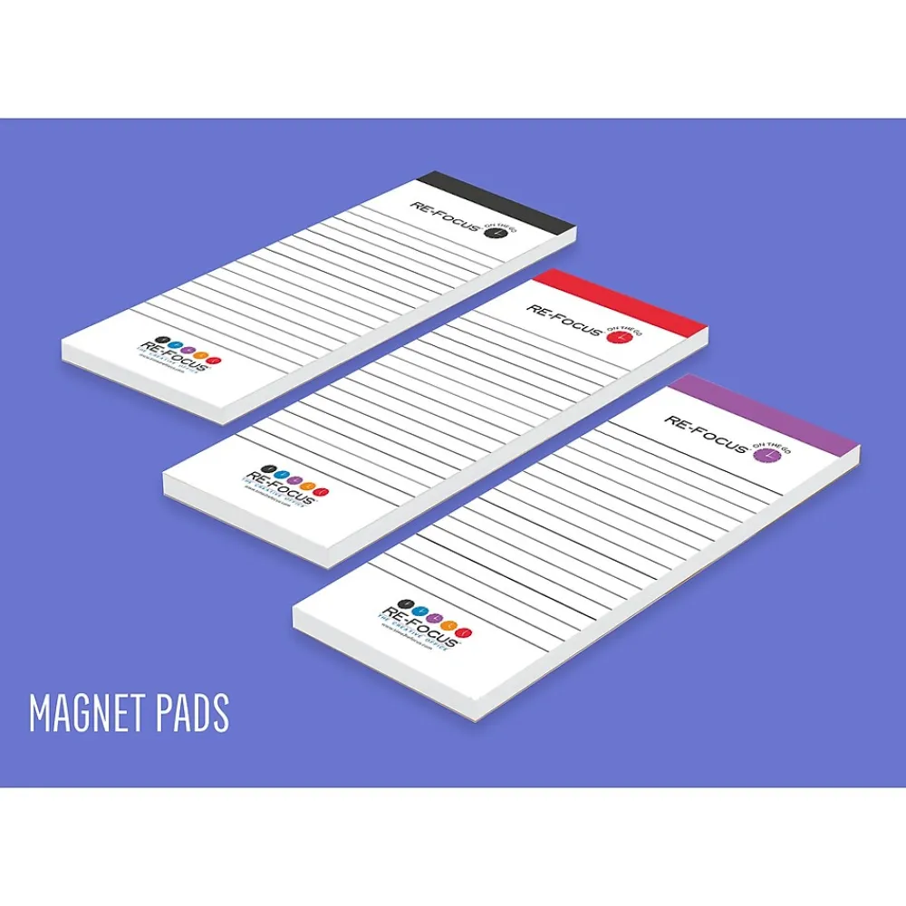 Notepads|RE-FOCUS THE CREATIVE OFFICE on the GO Notepad, 3.5" x 9", College Ruled, 50 Sheets/Pad, 3 Pads/Pack (83001)