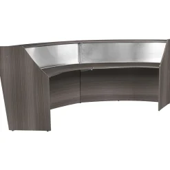 Office Desks*Regency Marque 124.5"W Curved Reception Desk Workstation, (77312GY) Driftwood Gray