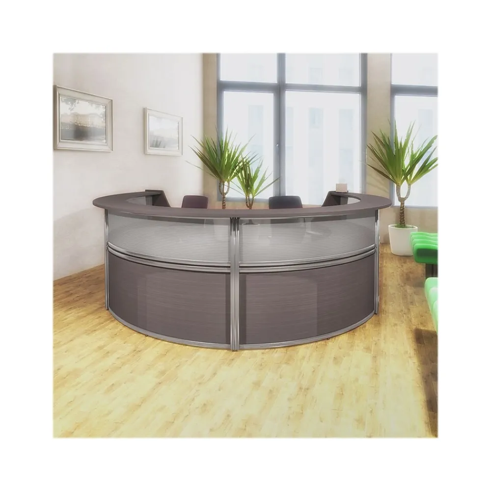Office Desks*Regency Marque 142"W Curved Reception Desk Workstation, (77314GY) Driftwood Gray