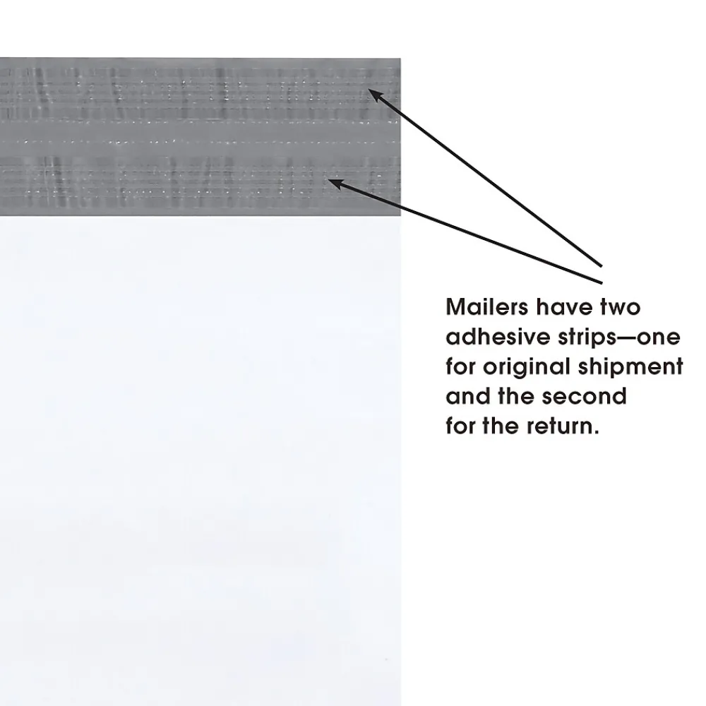 Clearance Partners Brand Returnable Poly Mailers, White, 14" x 17", 100/Case