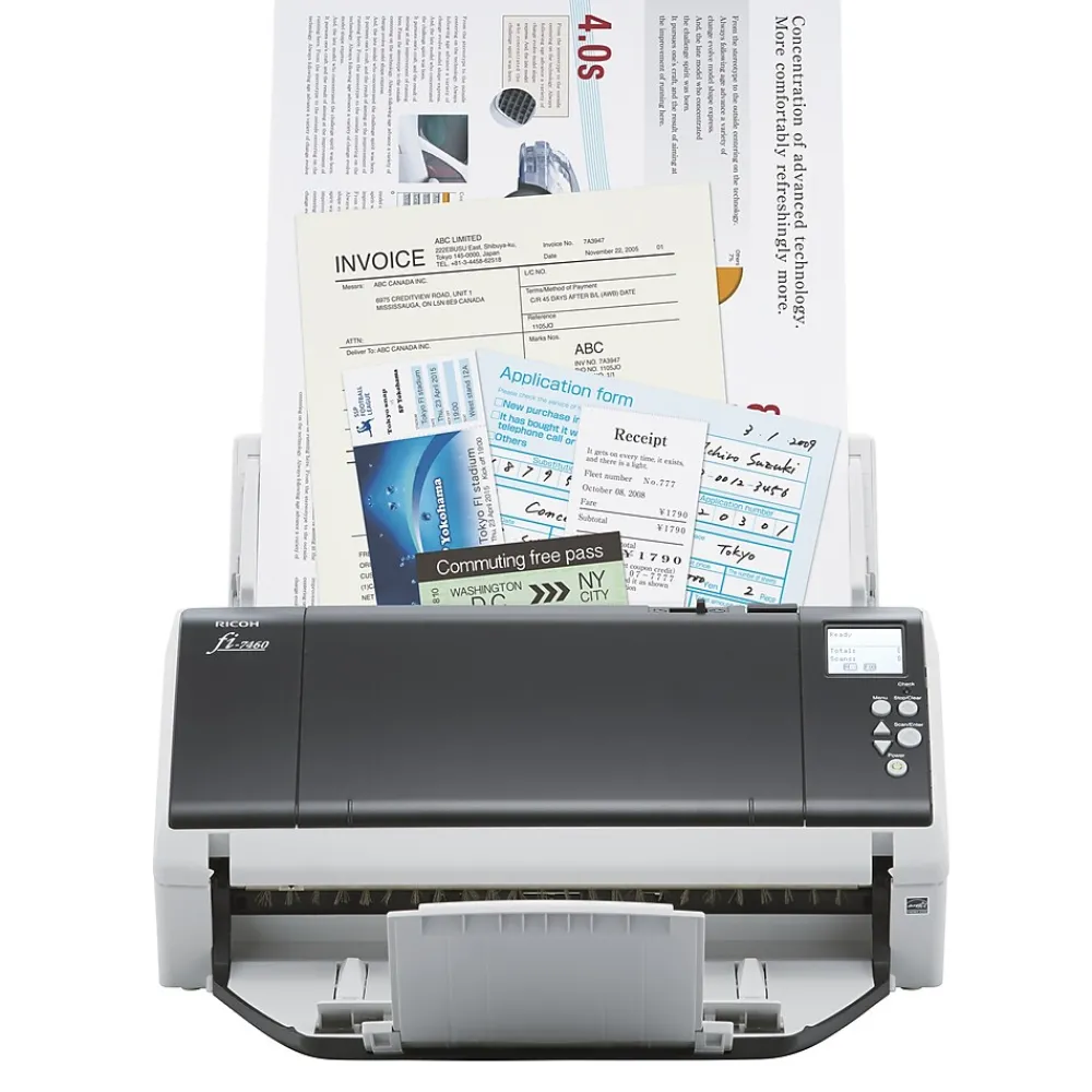 Ricoh fi-7460 PA03710-B055 Duplex Document Scanner, Black/White