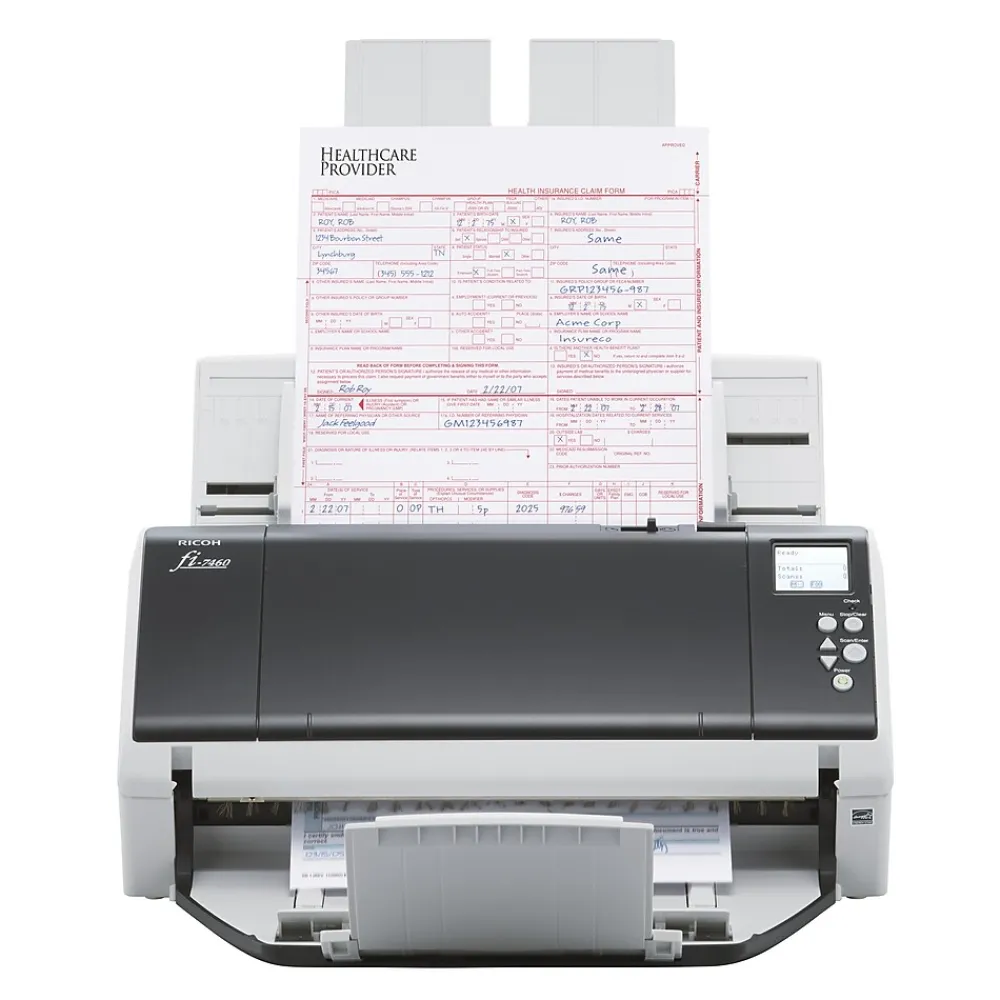 Ricoh fi-7460 PA03710-B055 Duplex Document Scanner, Black/White