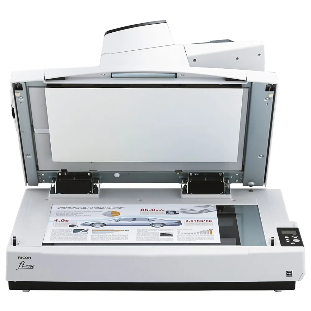 Ricoh fi-7700 PA03740-B005 Duplex Flatbed Document Scanner, Black/White