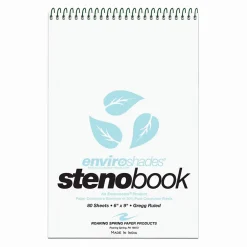 Notepads|Roaring Spring Paper Products Roaring Spring Enviroshades Steno Notebook, 6" x 9", 80 Sheets/Pad, Gregg Ruled, Recycled Blue Paper, 4 Books/Pk (12284)
