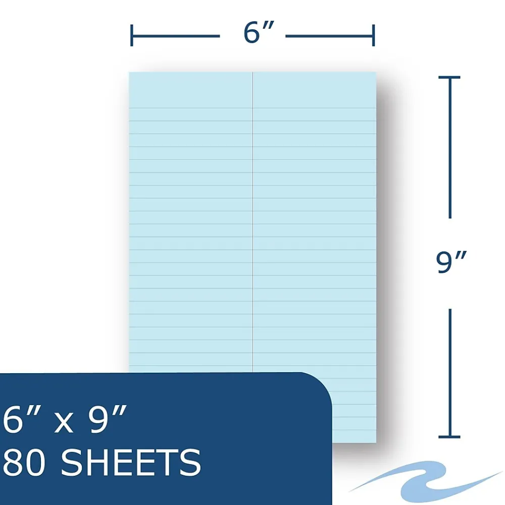 Notepads|Roaring Spring Paper Products Roaring Spring Enviroshades Steno Notebook, 6" x 9", 80 Sheets/Pad, Gregg Ruled, Recycled Blue Paper, 4 Books/Pk (12284)