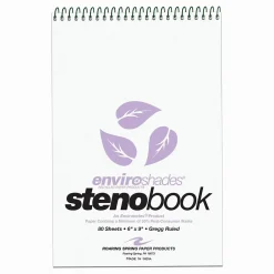 Notepads|Roaring Spring Paper Products Roaring Spring Enviroshades Steno Notebook, 6" x 9", 80 Sheets/Pad, Gregg Ruled, Recycled Orchid Paper, 4 Bks/Pk (12264)