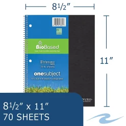 Subject Notebooks|Roaring Spring Paper Products BioBased 1-Subject Notebooks, 8.5" x 11", College Ruled, 70 Sheets, Each (13361)