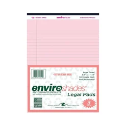 Notepads|Roaring Spring Paper Products 8.5" x 11.75" Legal Pads, Recycled Pink Paper, 50 Sheets/Pad, 3 Pads/Pack (74153)