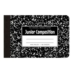 Composition Notebooks|Roaring Spring Paper Products 1-Subject Composition Notebooks, 7.5" x 4.875", Wide Ruled, 60 Sheets, Black (77122)