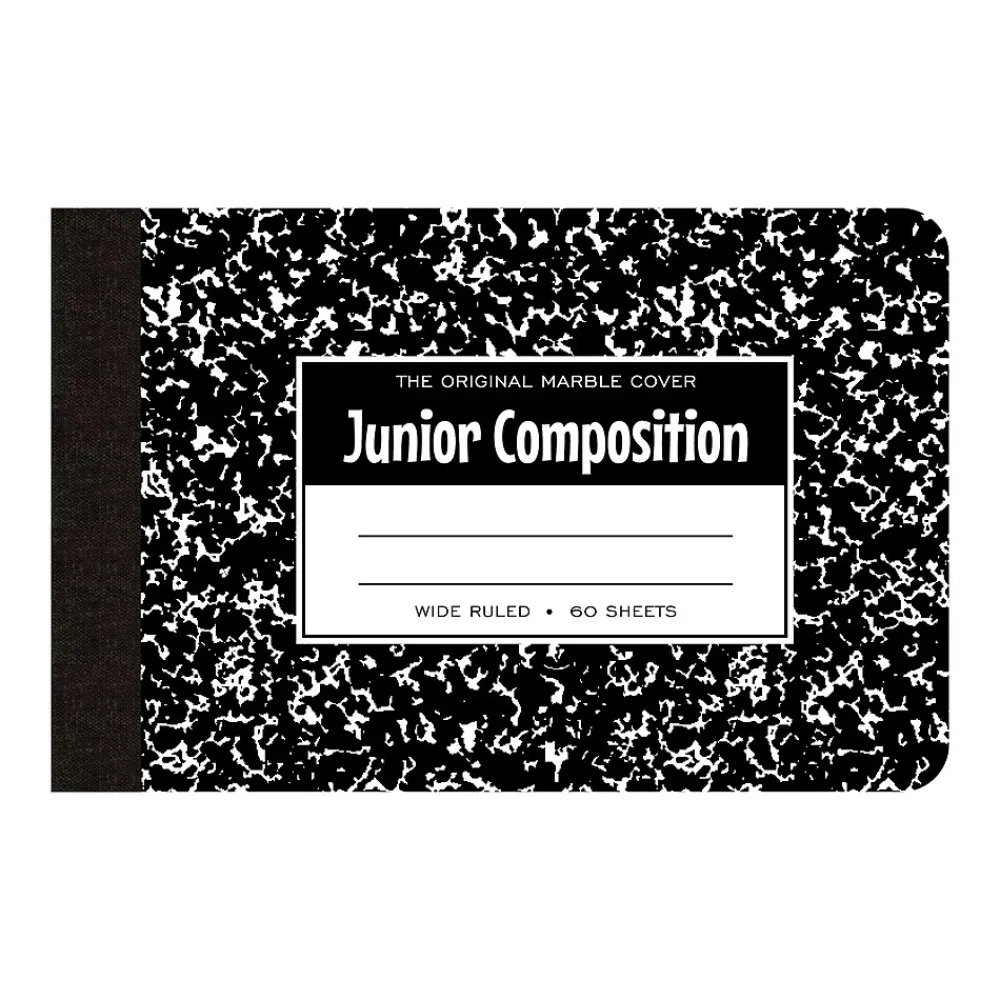 Composition Notebooks|Roaring Spring Paper Products 1-Subject Composition Notebooks, 7.5" x 4.875", Wide Ruled, 60 Sheets, Black (77122)