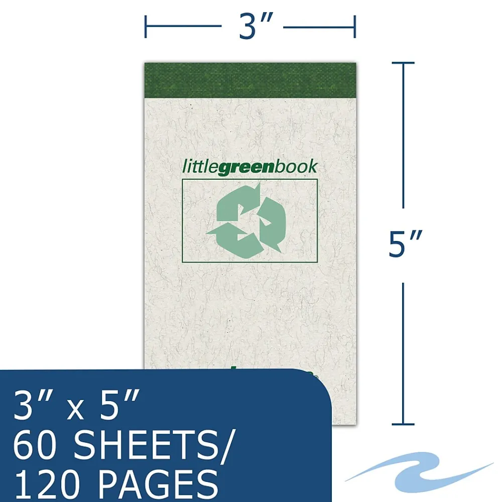 Notepads|Roaring Spring Paper Products Little Green Book, Gray Cover, Narrow Ruled, 3 x 5, White Paper, 60 Sheets