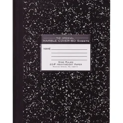 Composition Notebooks|Roaring Spring Paper Products 1-Subject Composition Notebooks, 7.875" x 10.25", College Ruled, 80 Sheets, Black (77460)