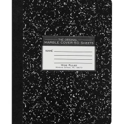 Composition Notebooks|Roaring Spring Paper Products Composition Notebooks, 9.75" x 7.5", Wide Ruled, 50 Sheets, Black (77220)