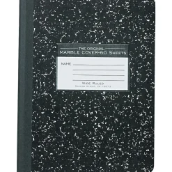 Composition Notebooks|Roaring Spring Paper Products 1-Subject Composition Notebooks, 9.75" x 7.5", Wide Ruled, 60 Sheets, Black (77222)