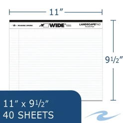 Notepads|Roaring Spring Paper Products Roaring Spring WIDE Landscape Format Writing Pad, College Ruled, 11 x 9 1/2, White, 40 Sheets