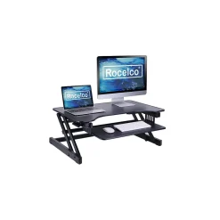 Standing Desks*Rocelco 32"W Manual Adjustable Standing Desk Converter, Black (R ADRB)