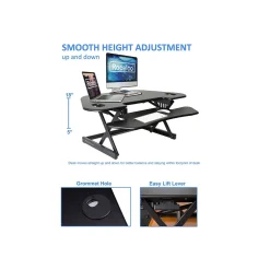 Standing Desks*Rocelco 46"W Manual Adjustable Corner Standing Desk Converter, Black (R CADRB-46)