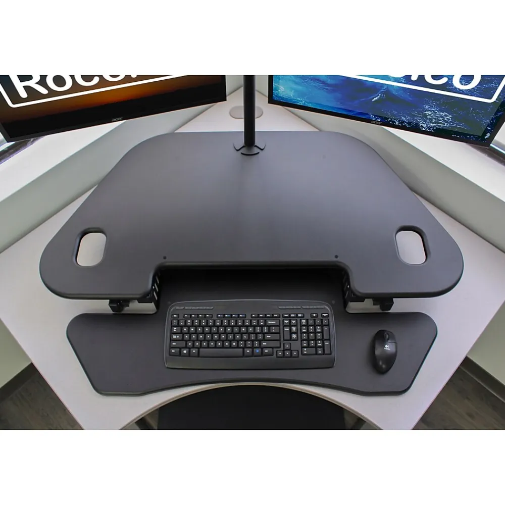 Standing Desks*Rocelco 46"W Manual Adjustable Corner Standing Desk Converter, Black (R CADRB-46)