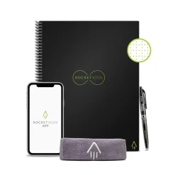 Notebooks|Rocketbook Core Smart Notebook, 8.5" x 11", Dot-Grid Ruled, 32 Pages, Black (EVR-L-RC-A-FR)