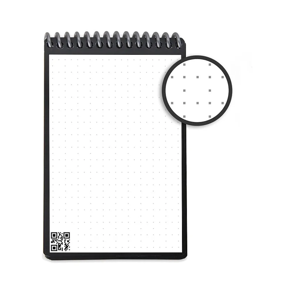 Notepads|Rocketbook Mini Smart Notepad, 3.5" x 5.5", Dot Grid Ruled, Black, 24 Sheets/Pad (EVR2-M-RC-A-FR)