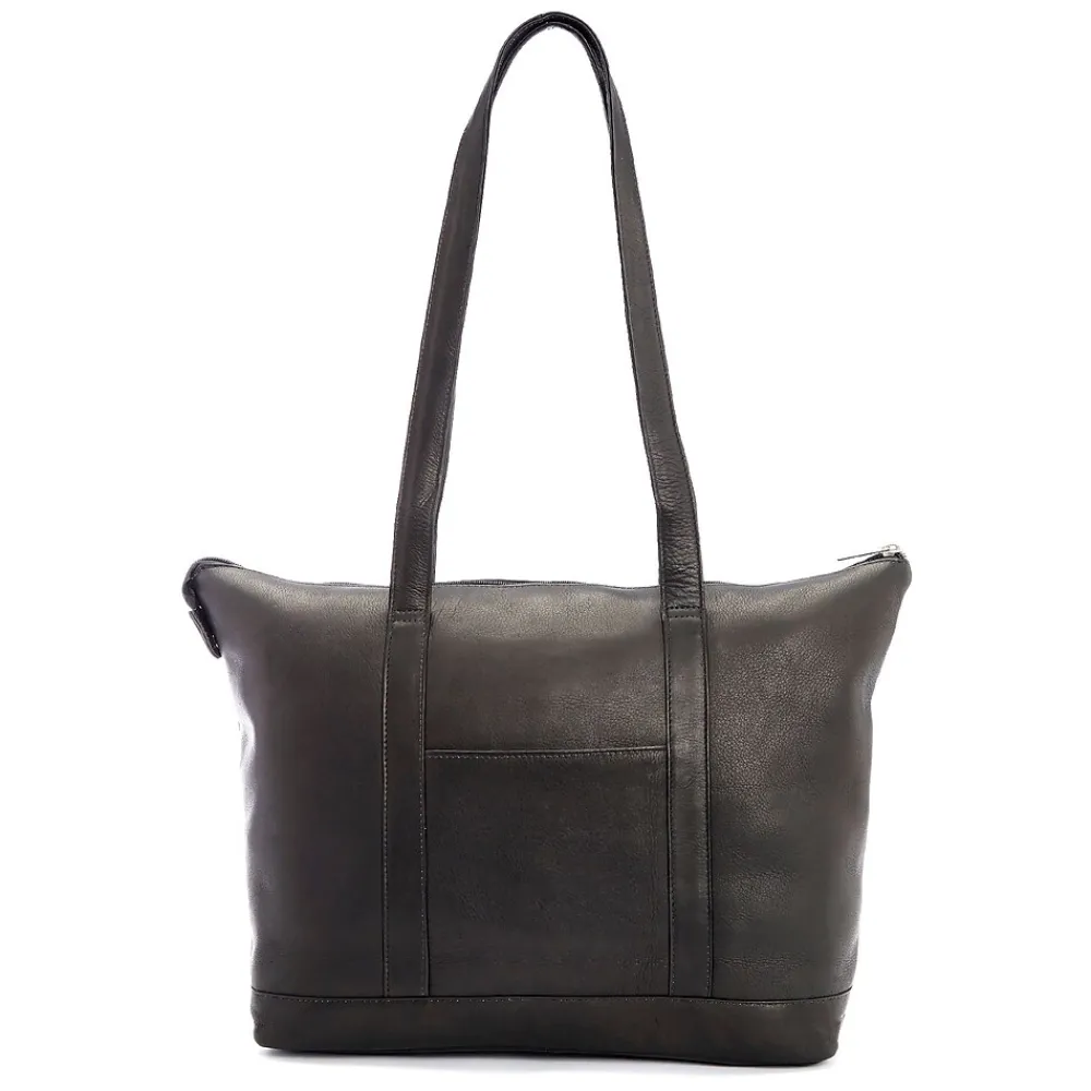 24 Hour Women's Travel Tote Bag, Colombian Leather, Black (634-BLACK-VL)<Royce Leather