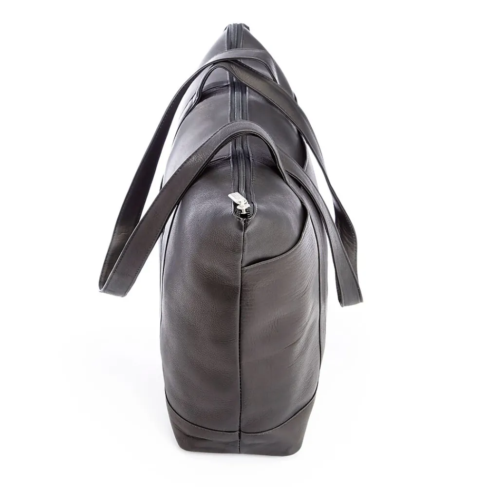 24 Hour Women's Travel Tote Bag, Colombian Leather, Black (634-BLACK-VL)<Royce Leather