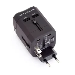 International Travel Power Adapter, Black (881-BL-PL)<Royce Leather Clearance