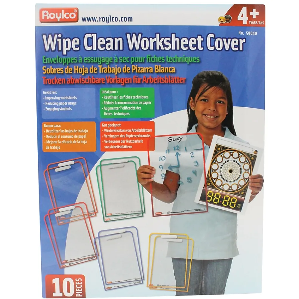 Dry Erase*Roylco Wipe Clean Worksheet Cover Dry-Erase Whiteboard, Plastic Frame, 9" x 12" (R-59040)