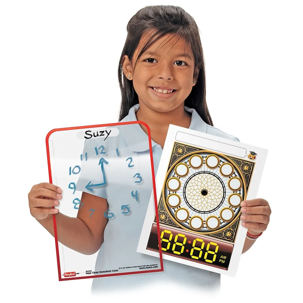 Dry Erase*Roylco Wipe Clean Worksheet Cover Dry-Erase Whiteboard, Plastic Frame, 9" x 12" (R-59040)