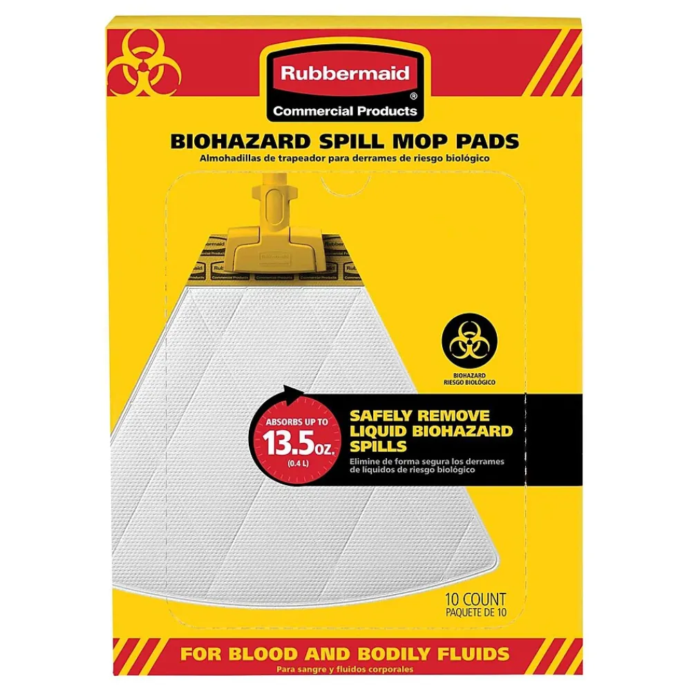 Rubbermaid Biohazard Spill Mop Pads, 10/Pack (2017060)