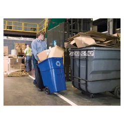 Brute Polypropylene Recycling Container, 50 Gallon, Blue (FG9W2773BLUE)<Rubbermaid Clearance