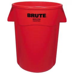 ® Commercial Brute Vented Trash Receptacle, Round, 44 gal, Red (FG264360RED)<Rubbermaid Online