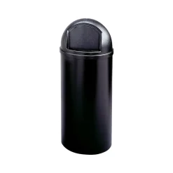 Marshal Classic Indoor Trash Can w/Lid, Black Polyethylene, 15 Gal. (FG816088BLA)<Rubbermaid Discount