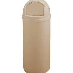 Marshal Dome Top Plastic Trash Can, 15 gal. (FG816088BEIG)<Rubbermaid Best