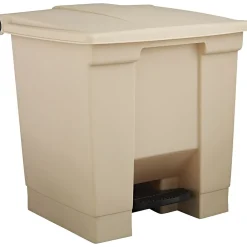 Plastic Trash Can with Lid, Beige, 8 gal. (FG614300BEIG)<Rubbermaid