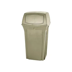 Ranger Fire-Safe Trash Can Container, Square, Plastic, Beige, 35 Gallon (FG843088BEIG)<Rubbermaid Hot