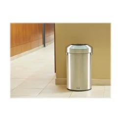 Refine Stainless Steel Trash Can with Open Lid, 16 Gallons, Silver (2147583)<Rubbermaid Clearance